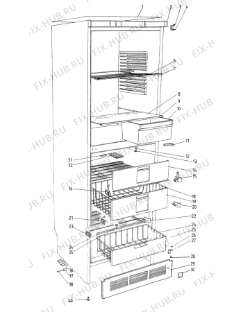 Взрыв-схема холодильника Electrolux TR1230A - Схема узла C10 Cabinet/Interior