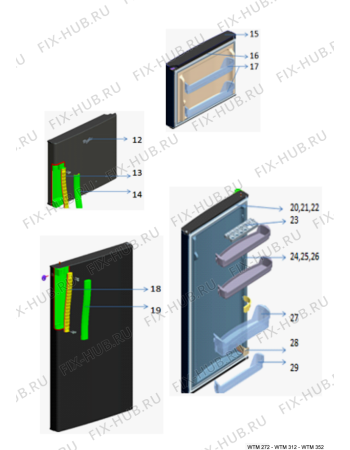 Схема №1 WTM 312 WH с изображением Лоток (форма) для холодильной камеры Whirlpool 482000020273