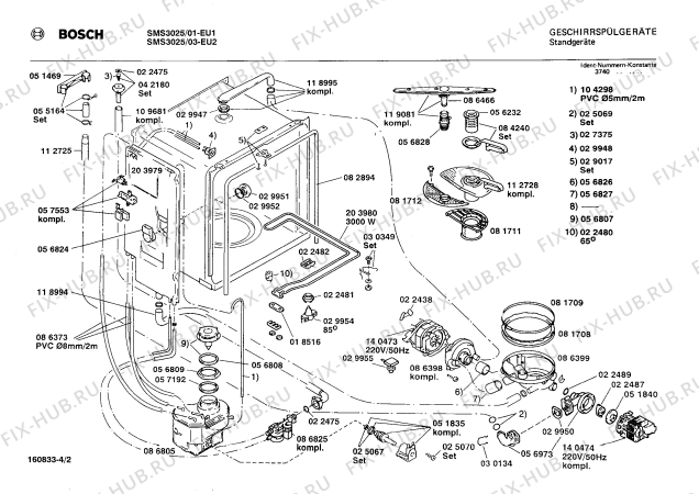 Взрыв-схема посудомоечной машины Bosch SMS3025 - Схема узла 02