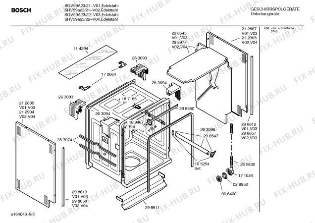 Схема №1 SHV59A23 с изображением Инструкция по эксплуатации для посудомоечной машины Bosch 00586111