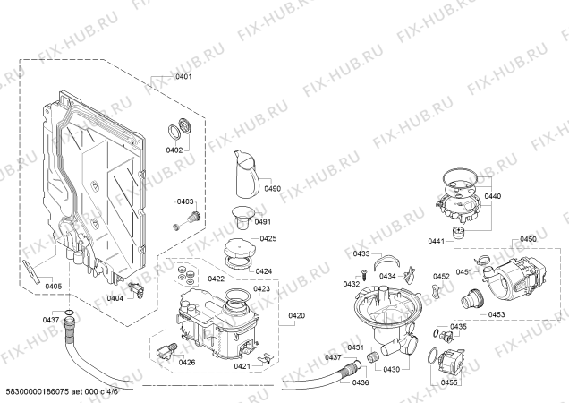 Взрыв-схема посудомоечной машины Siemens SN56L582EU - Схема узла 04