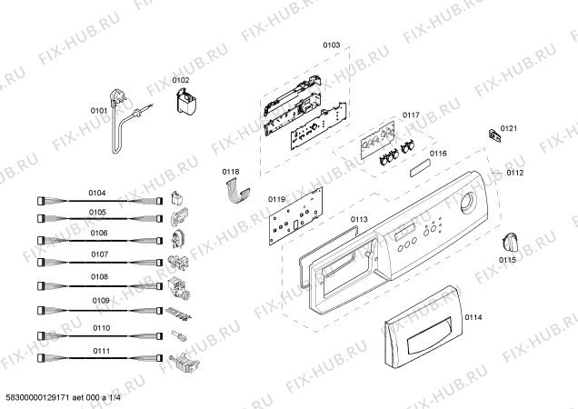 Схема №1 WAA24261BY с изображением Панель управления для стиралки Bosch 00669332