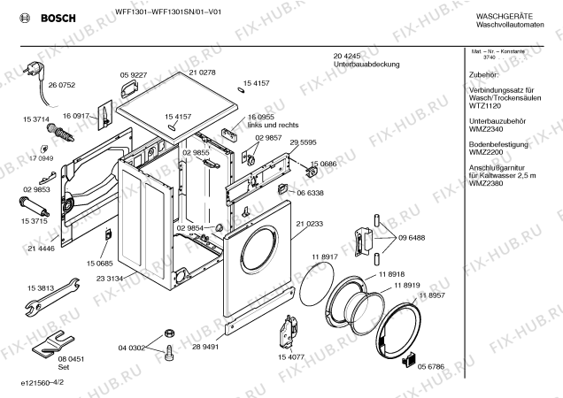 Схема №1 WFF1401SN WFF1401 с изображением Инструкция по эксплуатации для стиралки Bosch 00522687