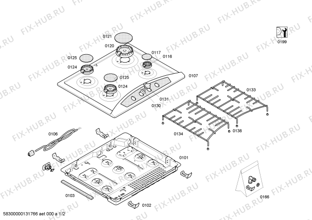 Схема №1 T2324W1EU с изображением Столешница для плиты (духовки) Bosch 00680794