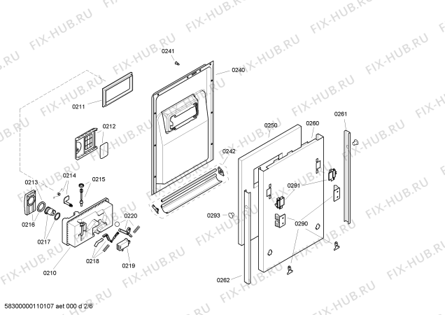 Схема №2 SRI45T02CZ Silence comfort с изображением Вкладыш в панель для посудомойки Bosch 00434802