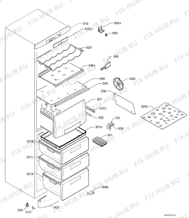 Взрыв-схема холодильника Aeg Electrolux S60362KG8 - Схема узла Housing 001