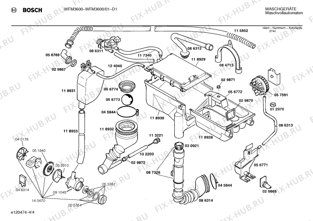 Взрыв-схема стиральной машины Bosch WFM3600 - Схема узла 04