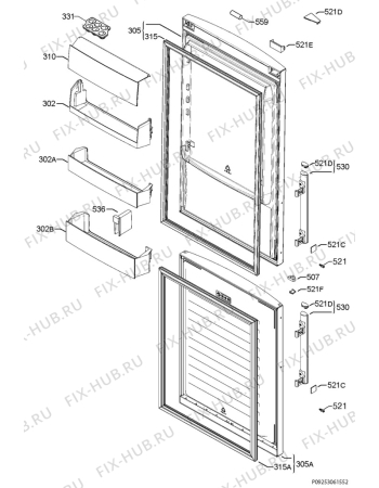 Взрыв-схема холодильника Rex Electrolux RN3615MOX - Схема узла Door 003