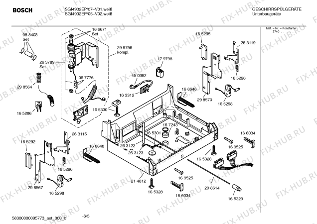 Взрыв-схема посудомоечной машины Bosch SGI4932EP - Схема узла 05