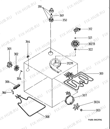 Взрыв-схема плиты (духовки) Juno JEB1350B - Схема узла Functional parts