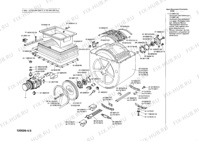 Взрыв-схема стиральной машины Bosch 0722044254 V955 - Схема узла 03