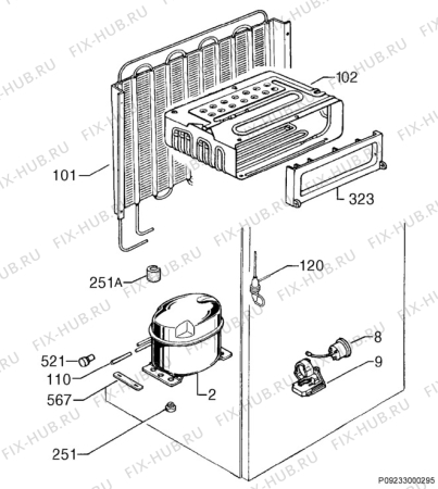 Взрыв-схема холодильника Electrolux ER1625T - Схема узла Cooling system 017