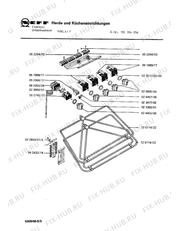 Взрыв-схема плиты (духовки) Neff 195304258 1490.41F - Схема узла 05