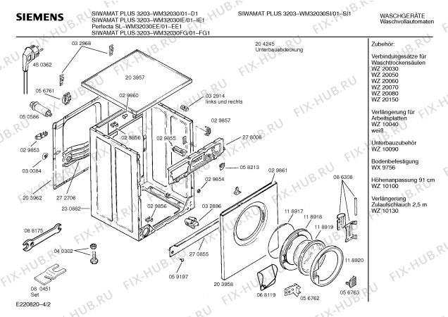 Схема №1 WM32030 SIWAMAT PLUS 3203 с изображением Инструкция по эксплуатации для стиралки Siemens 00516866