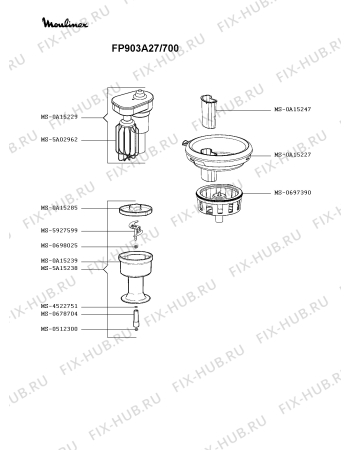 Взрыв-схема кухонного комбайна Moulinex FP903A27/700 - Схема узла NP004527.5P4