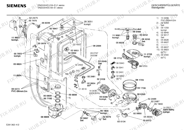 Взрыв-схема посудомоечной машины Siemens SN23304EU - Схема узла 02