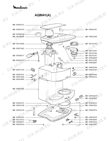 Взрыв-схема кофеварки (кофемашины) Moulinex AQ8641(A) - Схема узла 0P001893.6P2