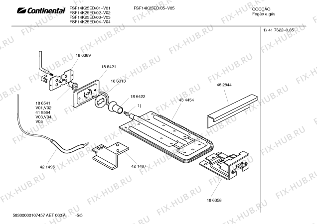 Взрыв-схема плиты (духовки) Continental FSF14K25ED Capri I Branco - Схема узла 05