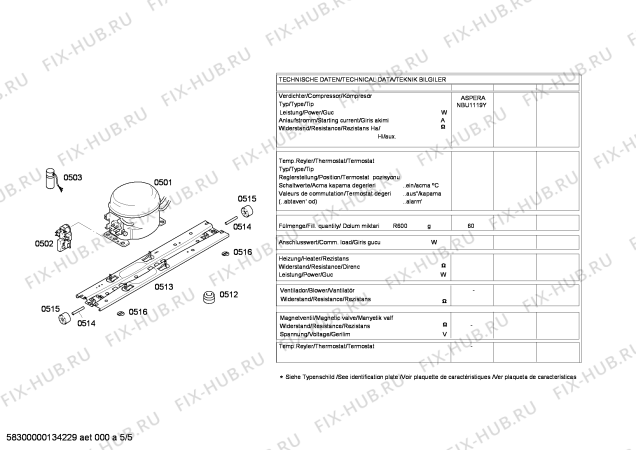 Взрыв-схема холодильника Bosch KGN56A70NE - Схема узла 05