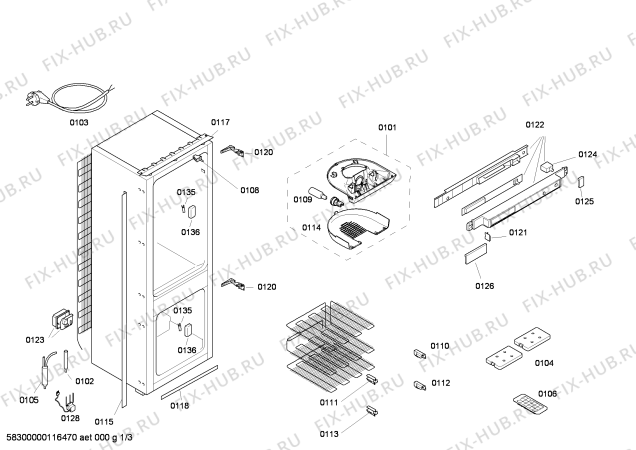 Схема №1 K4464X6FF с изображением Поднос для холодильной камеры Bosch 00672408