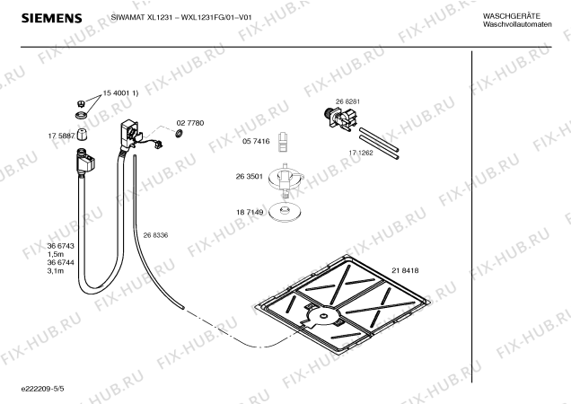 Взрыв-схема стиральной машины Siemens WXL1231FG SIWAMAT XL 1231 - Схема узла 05