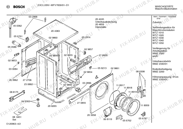 Взрыв-схема стиральной машины Bosch WFV7830 Exclusiv WFV7830 - Схема узла 02