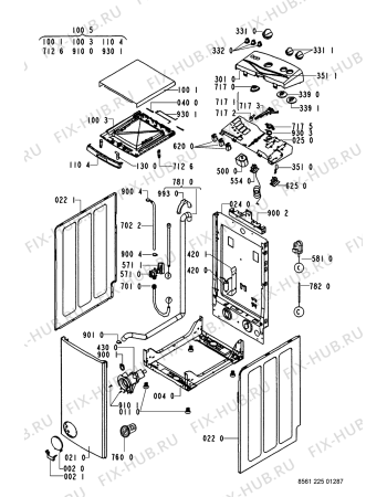 Схема №1 AWT 2258/1 с изображением Обшивка для стиральной машины Whirlpool 481245213387