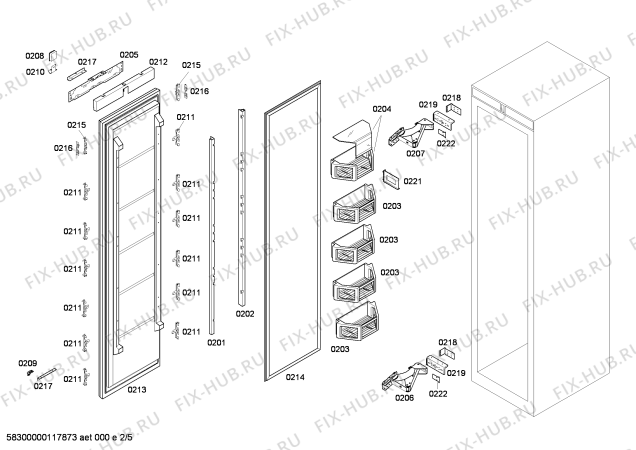 Схема №1 T24IF70CSS с изображением Крышка для холодильной камеры Bosch 00477431