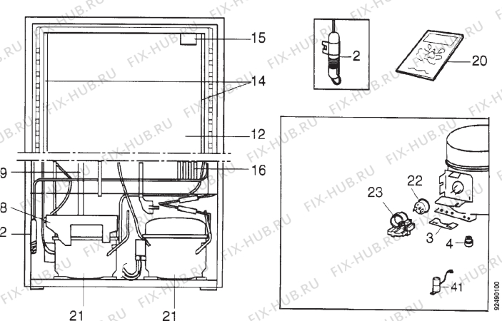 Взрыв-схема холодильника Electrolux ER9002B - Схема узла Section 4