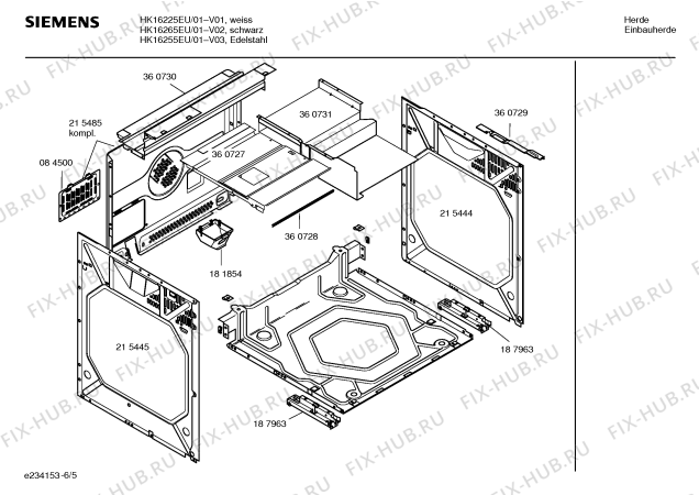 Взрыв-схема плиты (духовки) Siemens HK16265EU - Схема узла 05