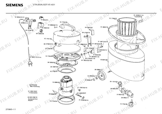 Схема №1 VS4201 с изображением Фильтр для пылесоса Siemens 00107749
