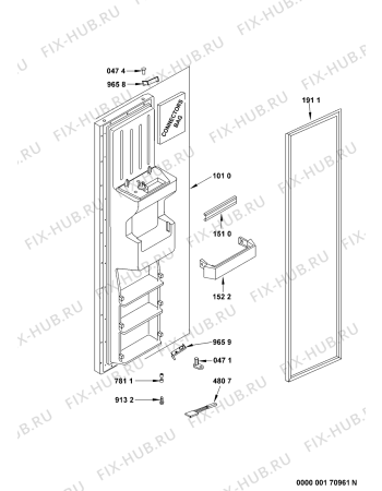 Схема №1 AS2025GIMS с изображением Дверца для холодильника Whirlpool 481241820102
