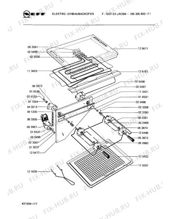 Взрыв-схема плиты (духовки) Neff 195305802 F-1037.53LRCSM - Схема узла 07