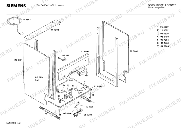 Схема №1 SN54304 с изображением Панель для посудомоечной машины Siemens 00285167