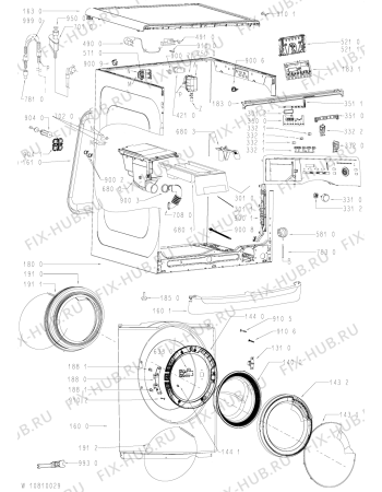 Схема №1 WAE 7727/1 с изображением Декоративная панель для стиралки Whirlpool 481010650786