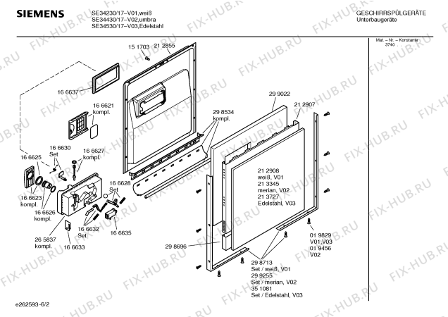 Взрыв-схема посудомоечной машины Siemens SE34530 - Схема узла 02