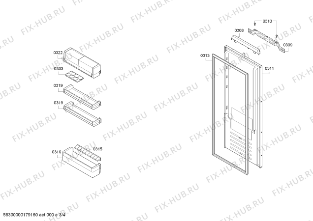 Взрыв-схема холодильника Bosch KIF52AD30 - Схема узла 03