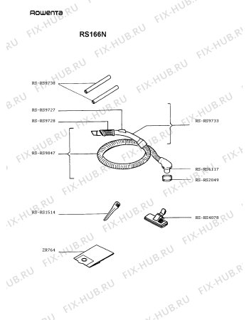 Взрыв-схема пылесоса Rowenta RS166N - Схема узла RS166N__.__1