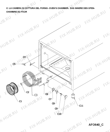Взрыв-схема плиты (духовки) Whirlpool AFO 640 - Схема узла
