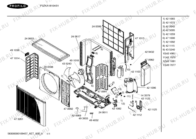 Схема №1 S1ZAA12406 с изображением Панель для кондиционера Siemens 00473261