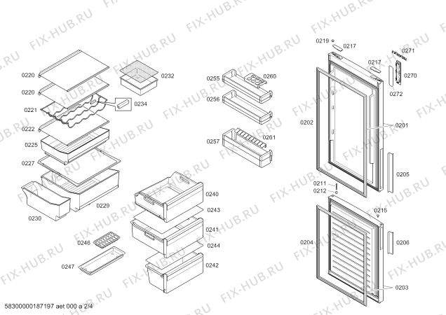 Схема №1 KG36NXI43 с изображением Дверь для холодильной камеры Siemens 00713577