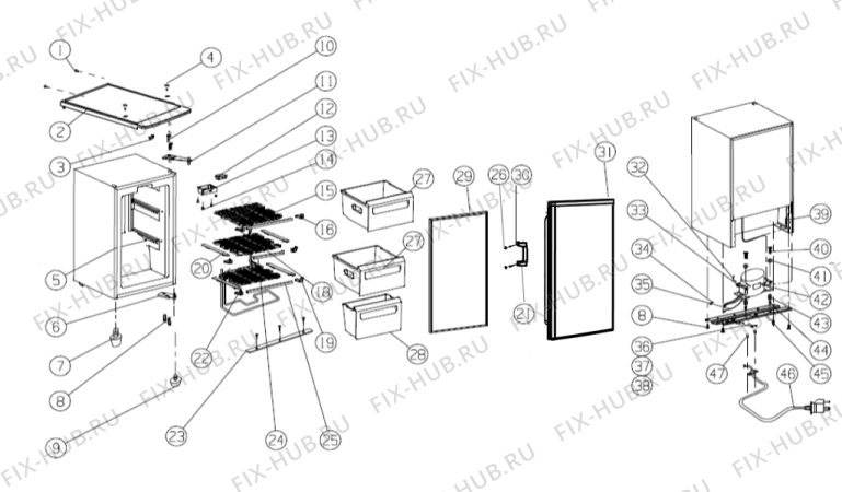 Схема №1 F761 (467003, ZOS08562) с изображением Электролиния для холодильника Gorenje 434944