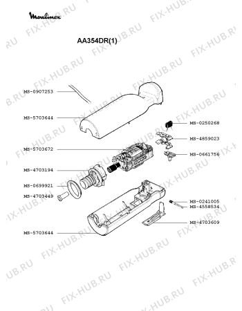 Взрыв-схема блендера (миксера) Moulinex AA354DR(1) - Схема узла 7P000821.5P2