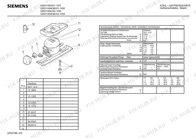 Взрыв-схема холодильника Siemens GS31U04GB - Схема узла 02