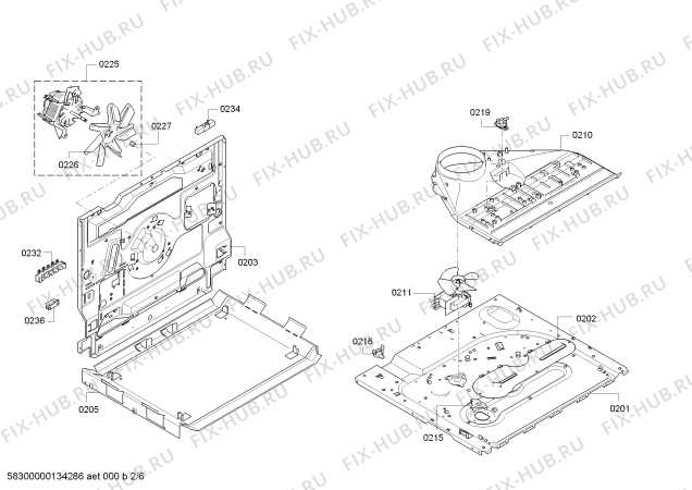 Взрыв-схема плиты (духовки) Bosch HEA22T150 - Схема узла 02