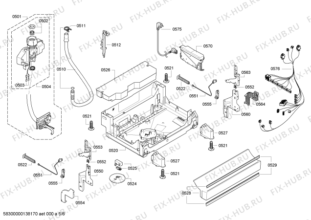 Взрыв-схема посудомоечной машины Bosch SMS63M02TC - Схема узла 05