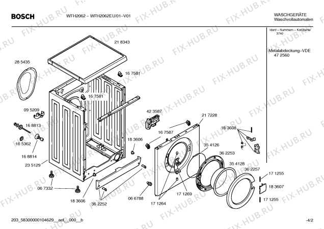 Взрыв-схема стиральной машины Bosch WFH2062EU WFH2062 - Схема узла 02