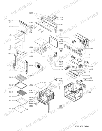 Схема №1 OVN 618 W 401.588.71 с изображением Обшивка для плиты (духовки) Whirlpool 480121100343