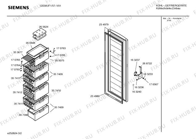 Схема №1 GS30UF2 с изображением Ручка двери для холодильника Siemens 00268722