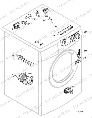 Взрыв-схема стиральной машины Rex Electrolux RWFH12280W - Схема узла Electrical equipment 268